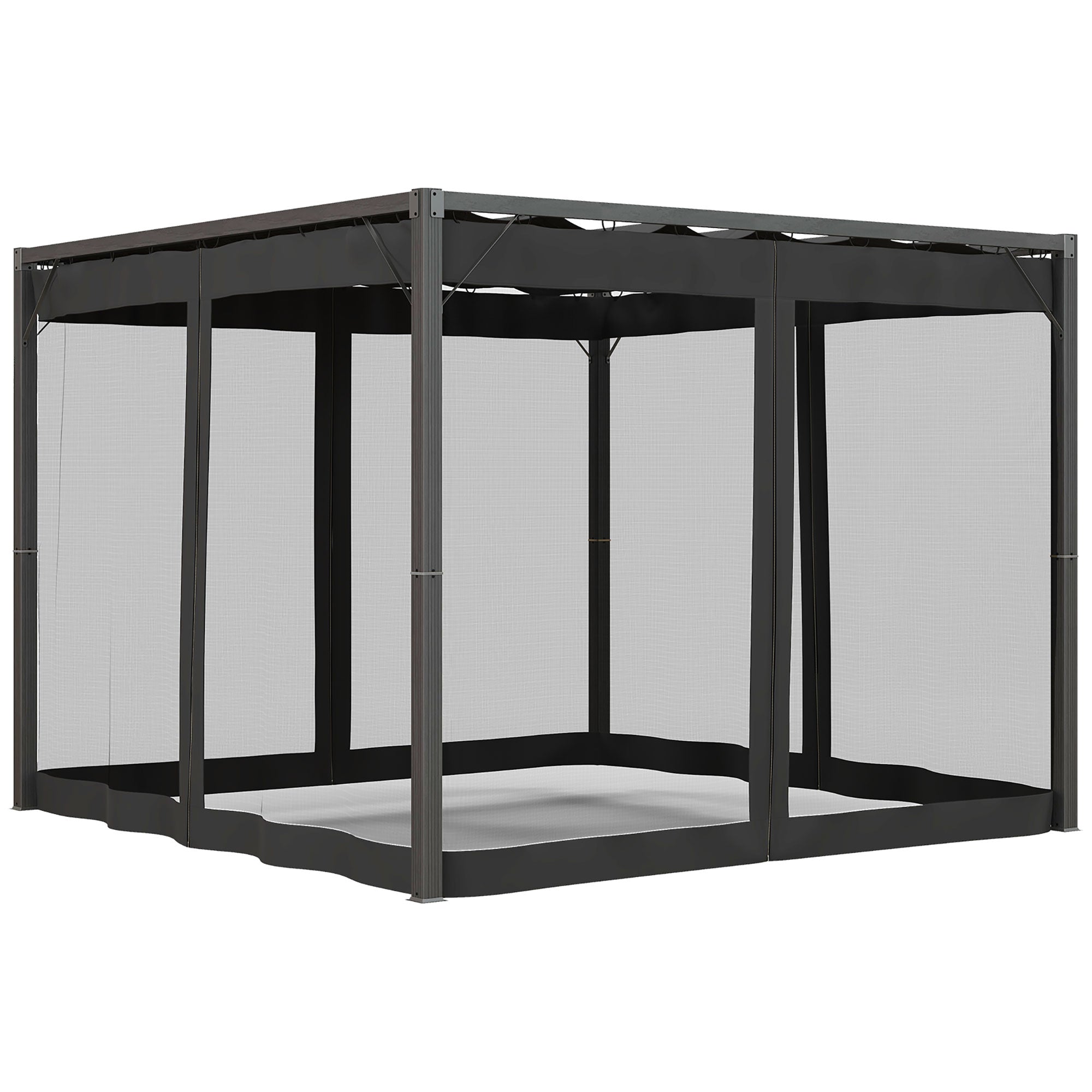 3 x 3m Pergola with Retractable Roof - Dark Grey Aluminium