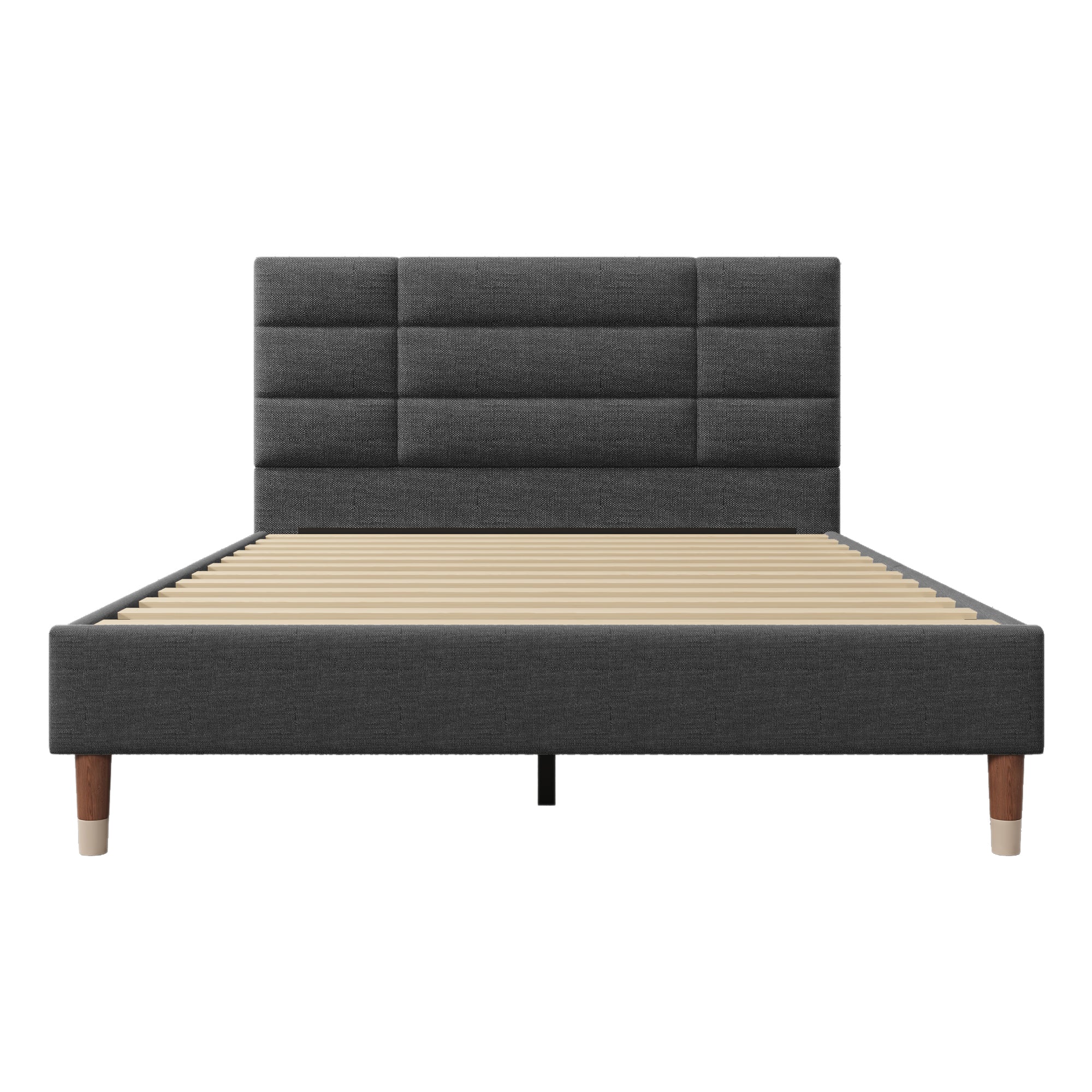 Upholstered Bed, 140x200cm Double with Bed Box & Slatted Frame, Innerspring Mattress