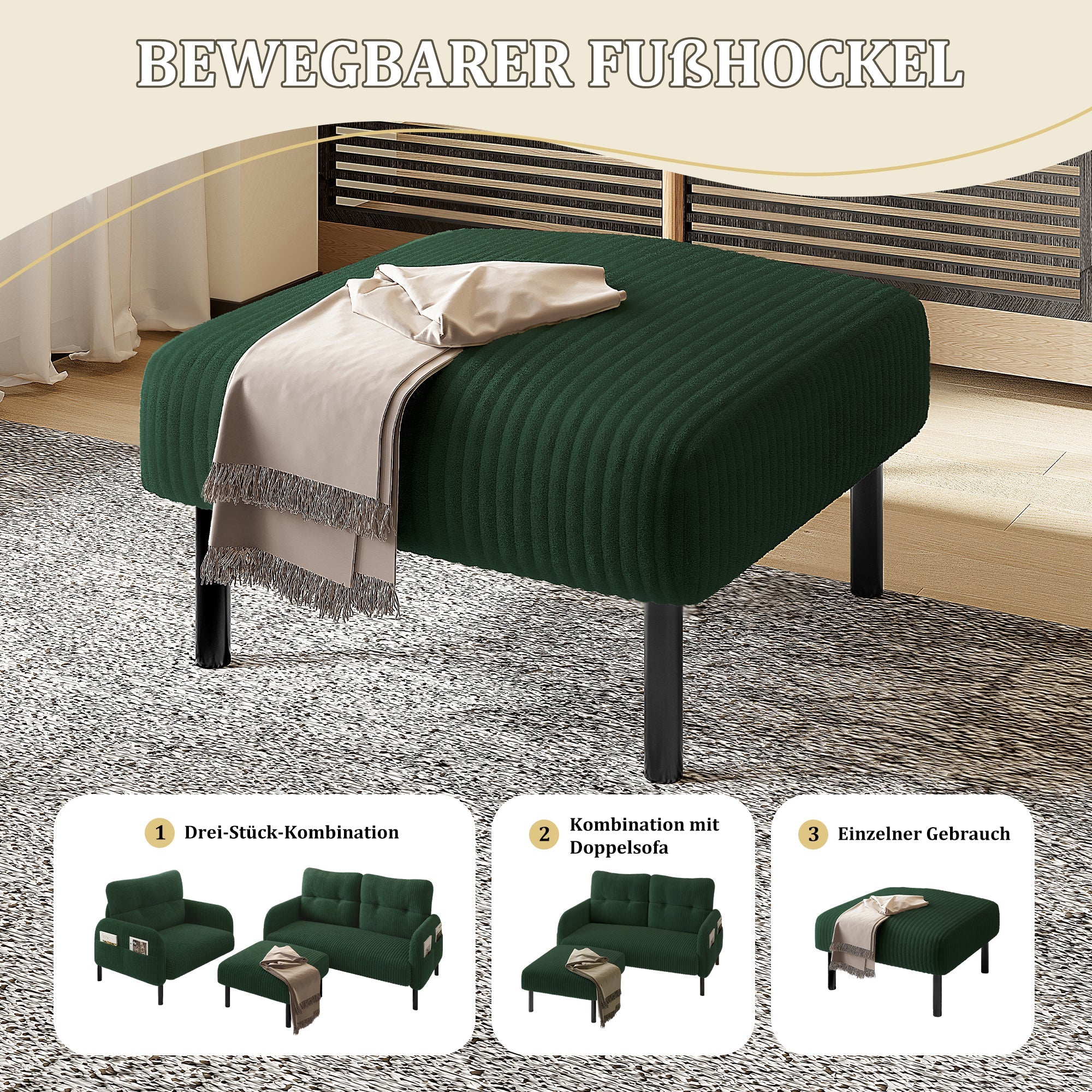 Sofa bed daybed 140x200cm with ambient lighting and remote control