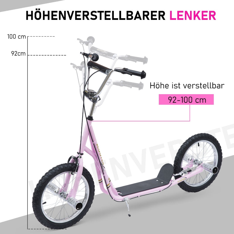 Kids' Scooter with Pneumatic Tires and Height Adjustable Handlebar, Pink