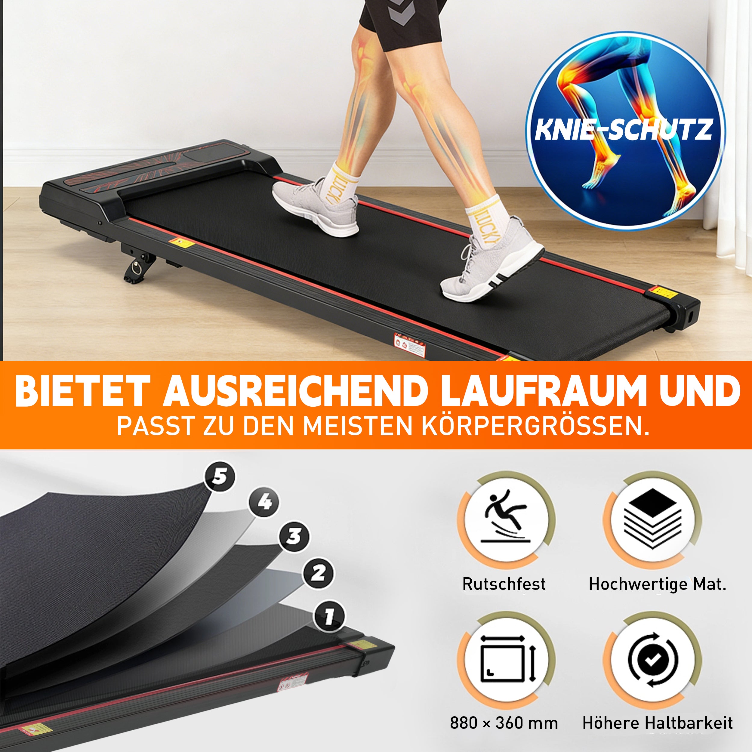 Walking Pad Treadmill with Adjustable Incline and Remote Control, 1-6 km/h 2-in-1 Portable Design, Black