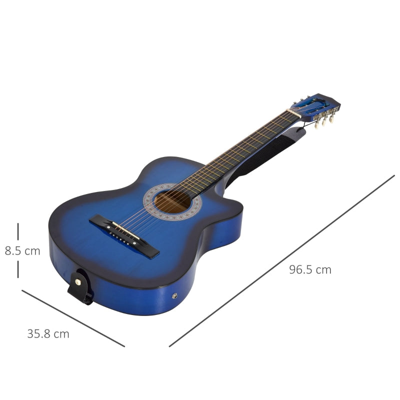 38 Inch Full Size Classical Acoustic Electric Guitar with Premium Gloss Finish - Blue
