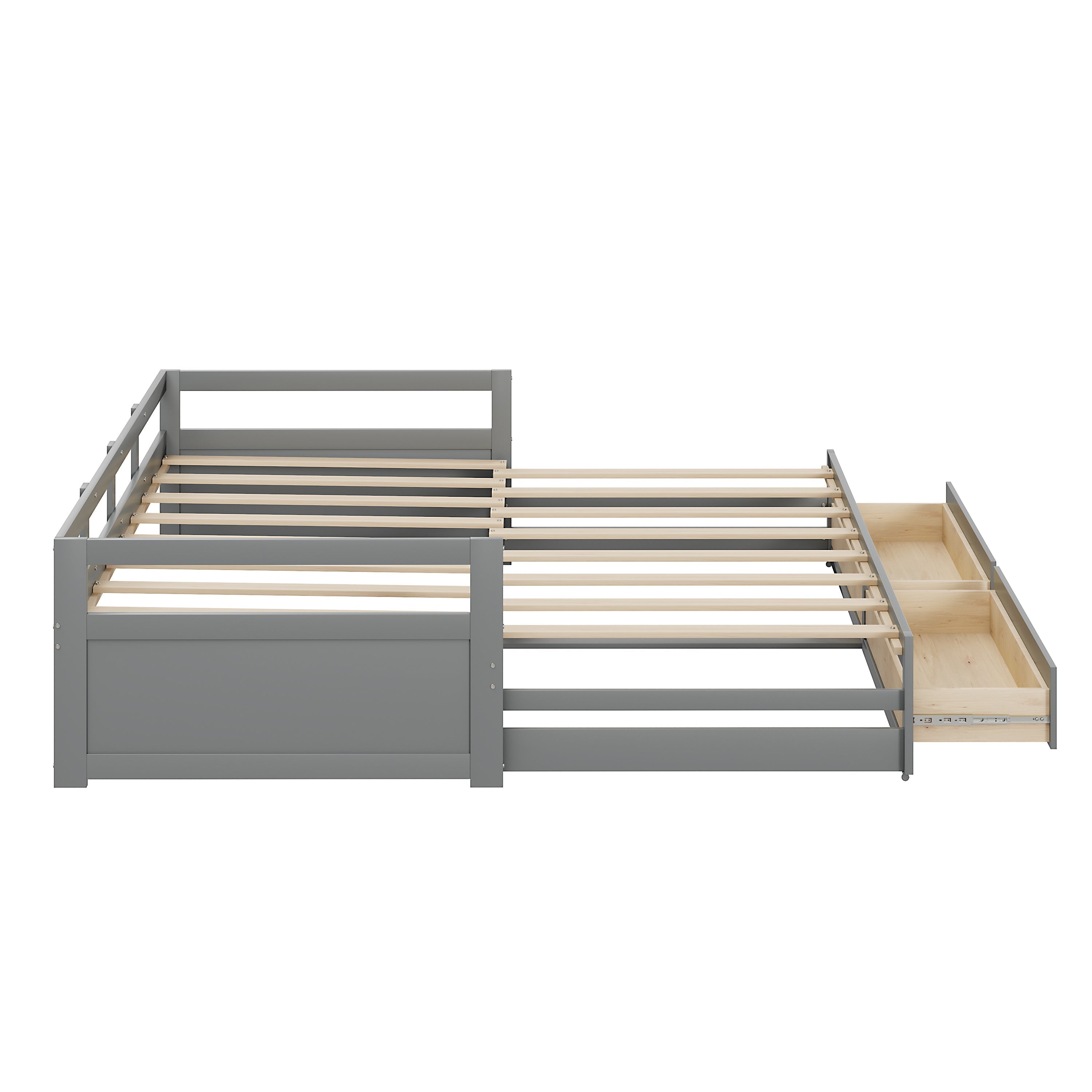 Pull-out Sofa Bed, 90/180*200 cm with Drawers, Pine, Grey