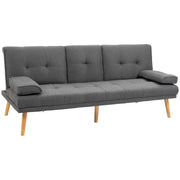 Sofa Bed 3-Seater Fold-Down Table Cup Holder Scandinavian Design, Dark Grey