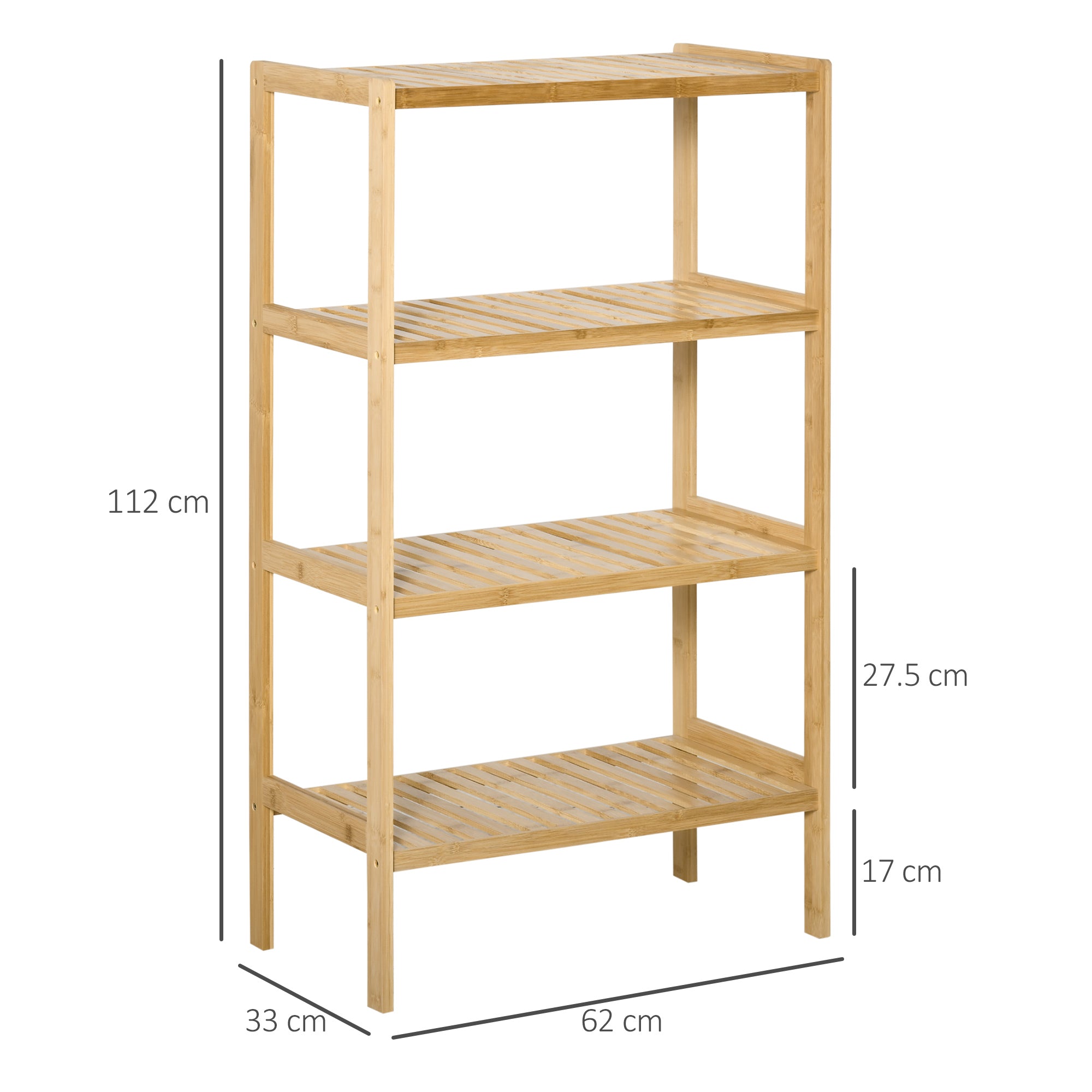 Beach Shelf 4-Tier Bookshelf Bamboo Natural Finish