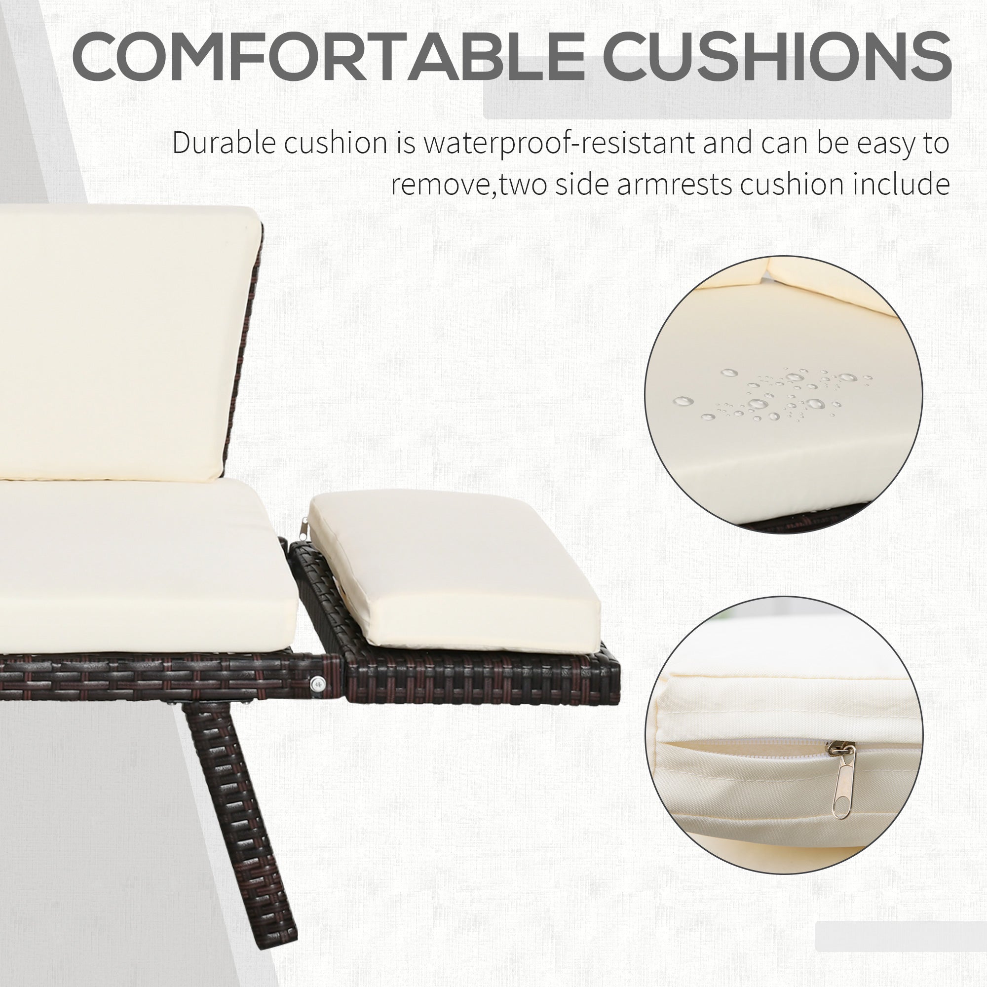 2-Seater Convertible Sofa Daybed Rattan Brown