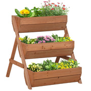 Raised Garden Bed 3 Tier Elevated Planter Box Kit Wooden Brown