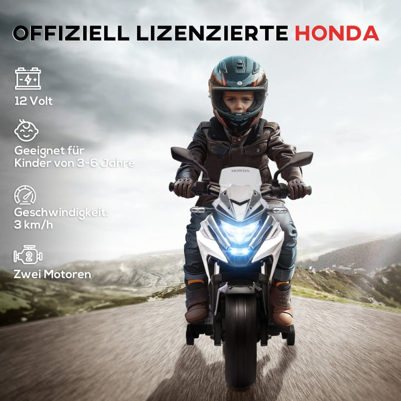 Honda Electric Children's Motorcycle with Music and Lights, White
