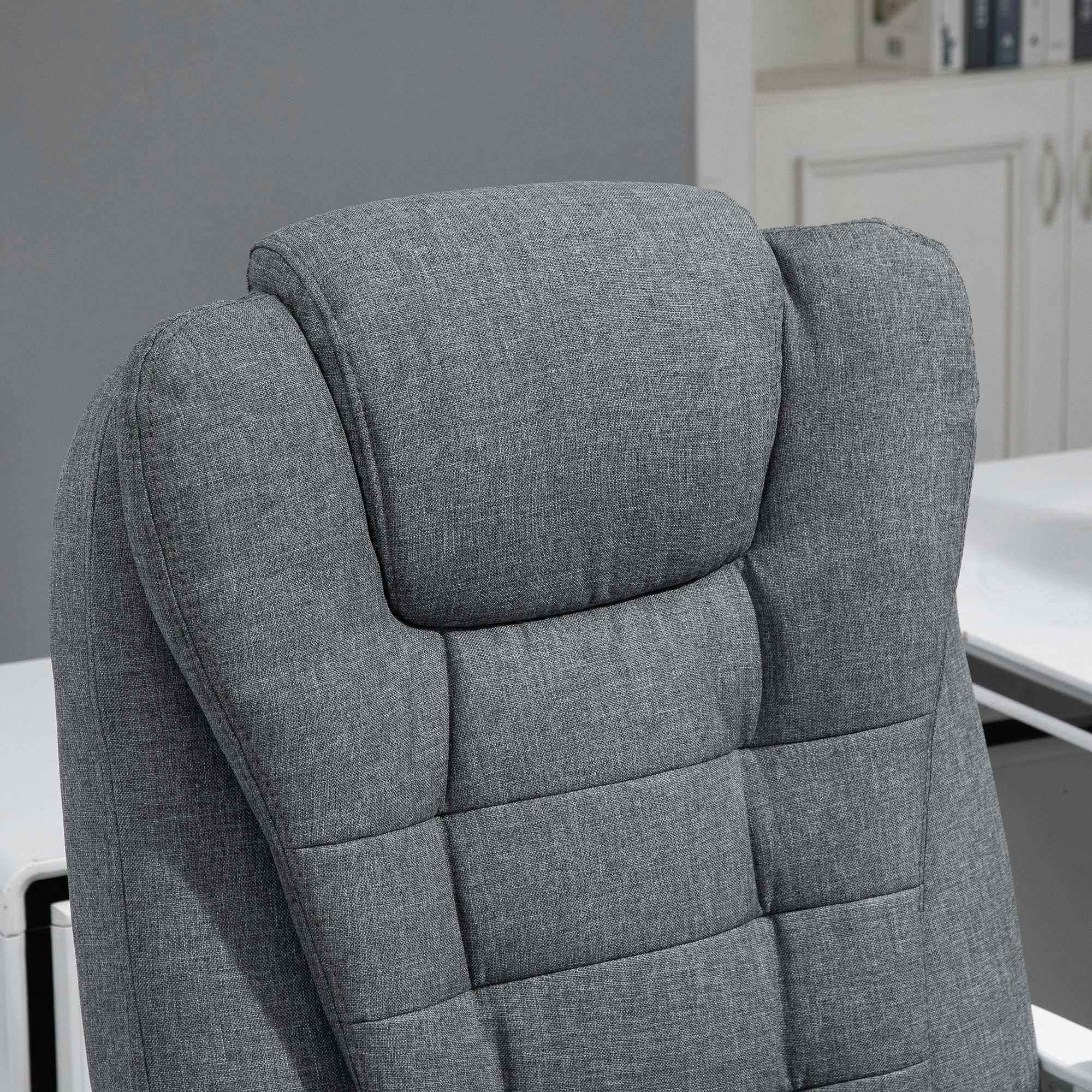 Vinsetto Office Chair Ergonomic Desk Chair, Foldable Footrest, Grey Metal