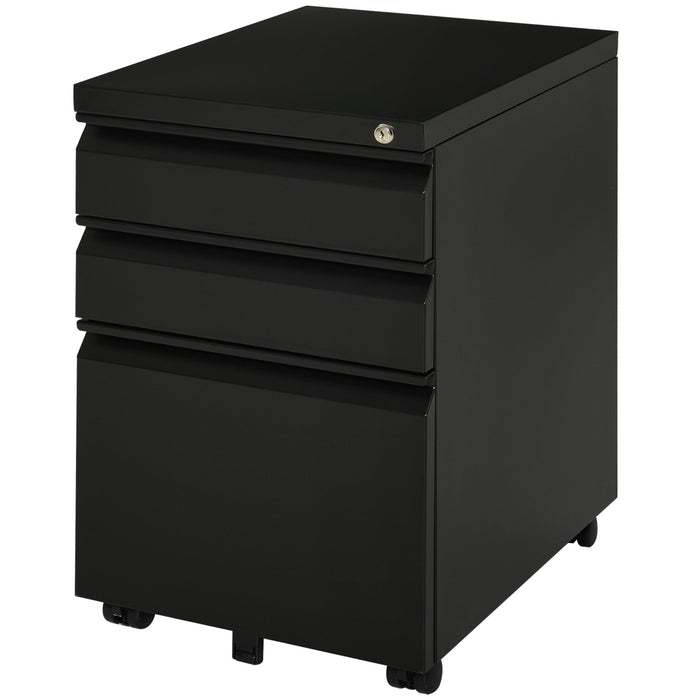 Vinsetto Office Cabinet, 3-Drawer Mobile Steel, Black