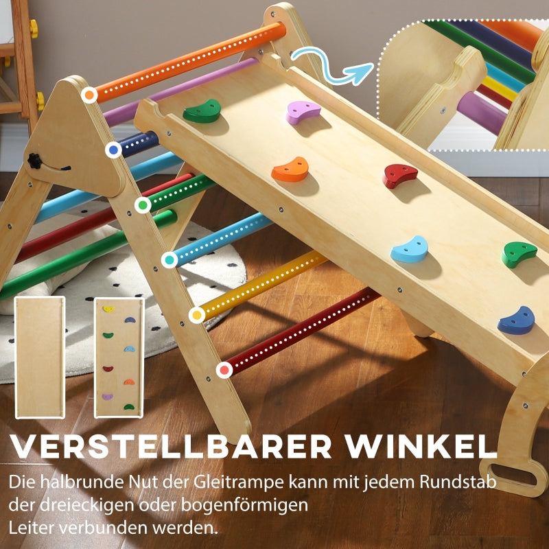5-in-1 Children's Climbing Frame with Ramp, Bridge and Triangular Ladder, Colorful