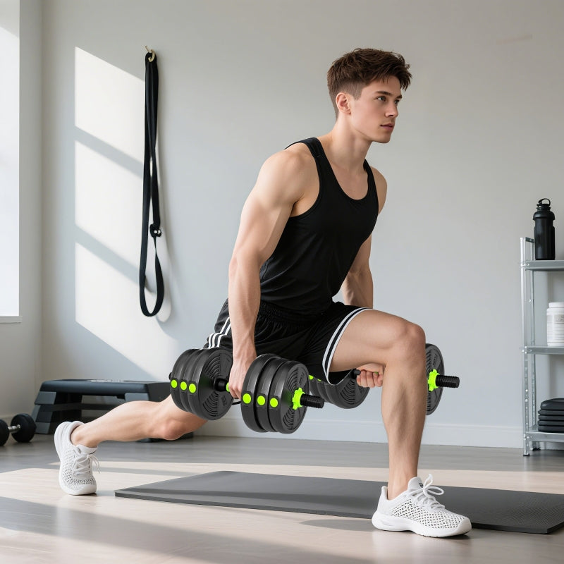 Adjustable Dumbbell Set, 20 kg Barbell Weight Training Set