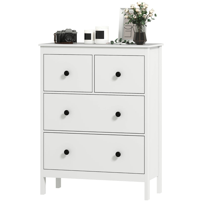 chest of drawers, 4 drawers for clothes and linen, chipboard white
