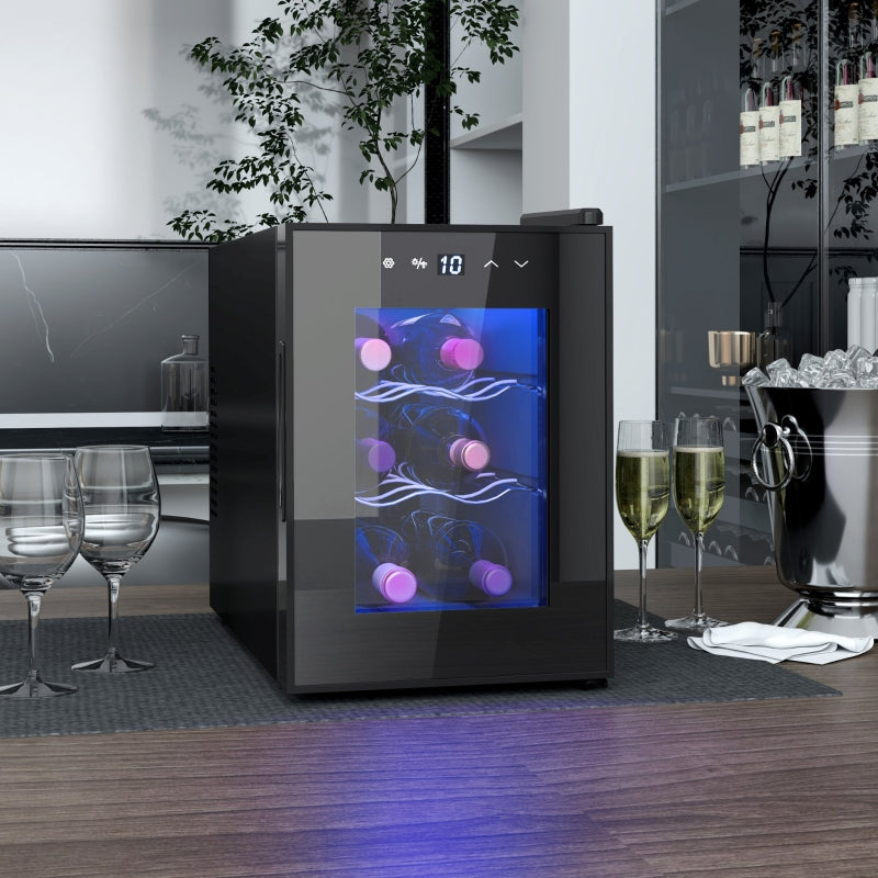 Six Bottle Countertop Wine Fridge with 8-18℃ Temperature - Black