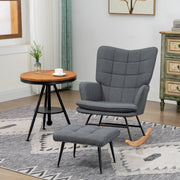 Rocking Chair with Stool, Nursing Chair, Linen Look