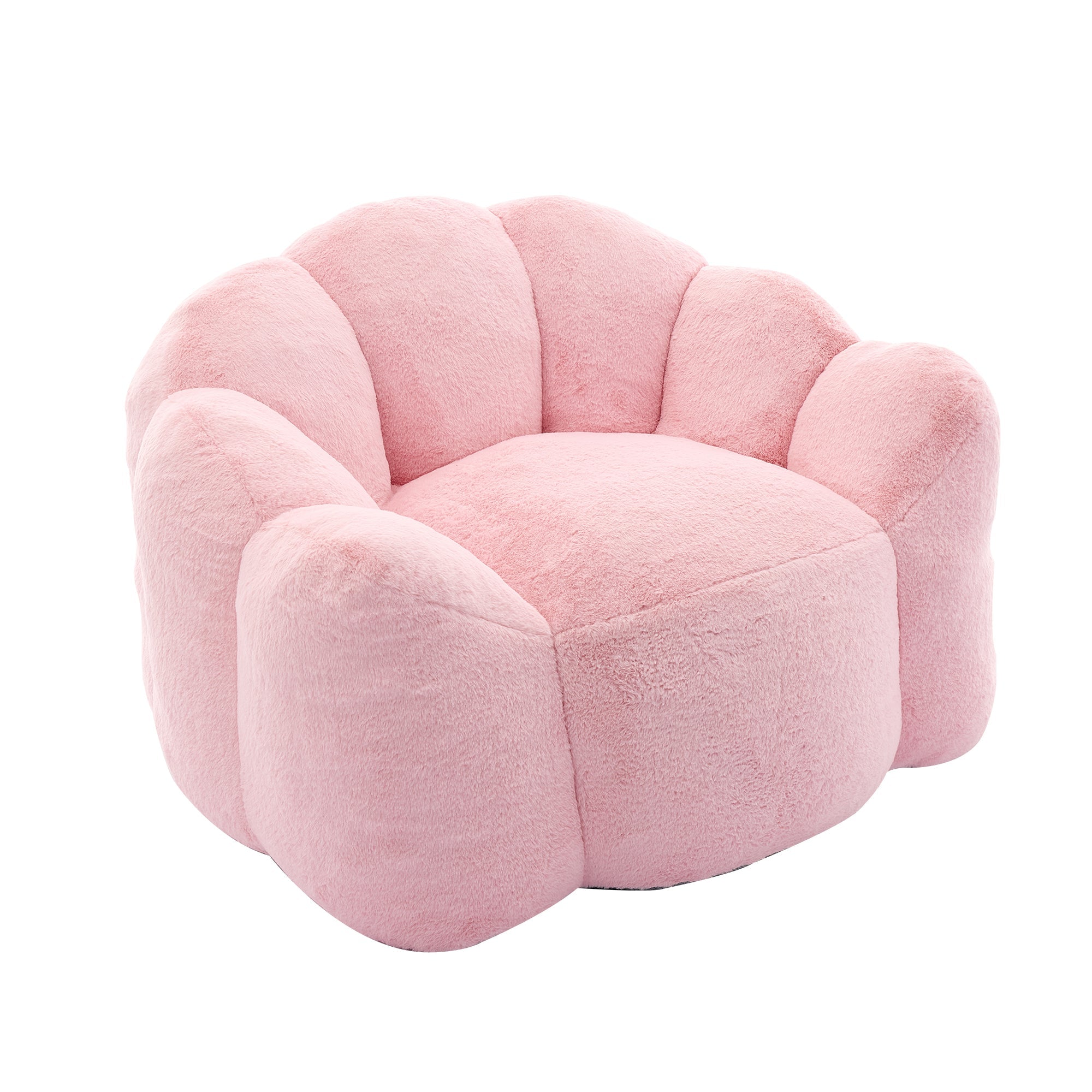 Lotus-shaped Compact Sofa, Adult Seat with Short-pile Pull Handle, Rose