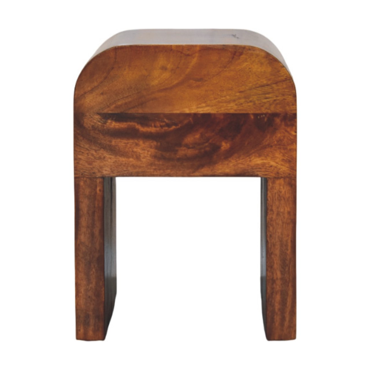 Solid Wood Mini Darcy Nightstand, Curved Edges 1 Drawer, Dark Brown