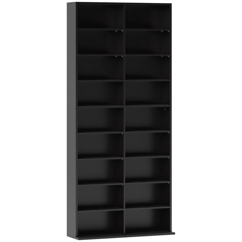 640 CD Storage Tower 14 Adjustable Shelves Engineered Wood Black