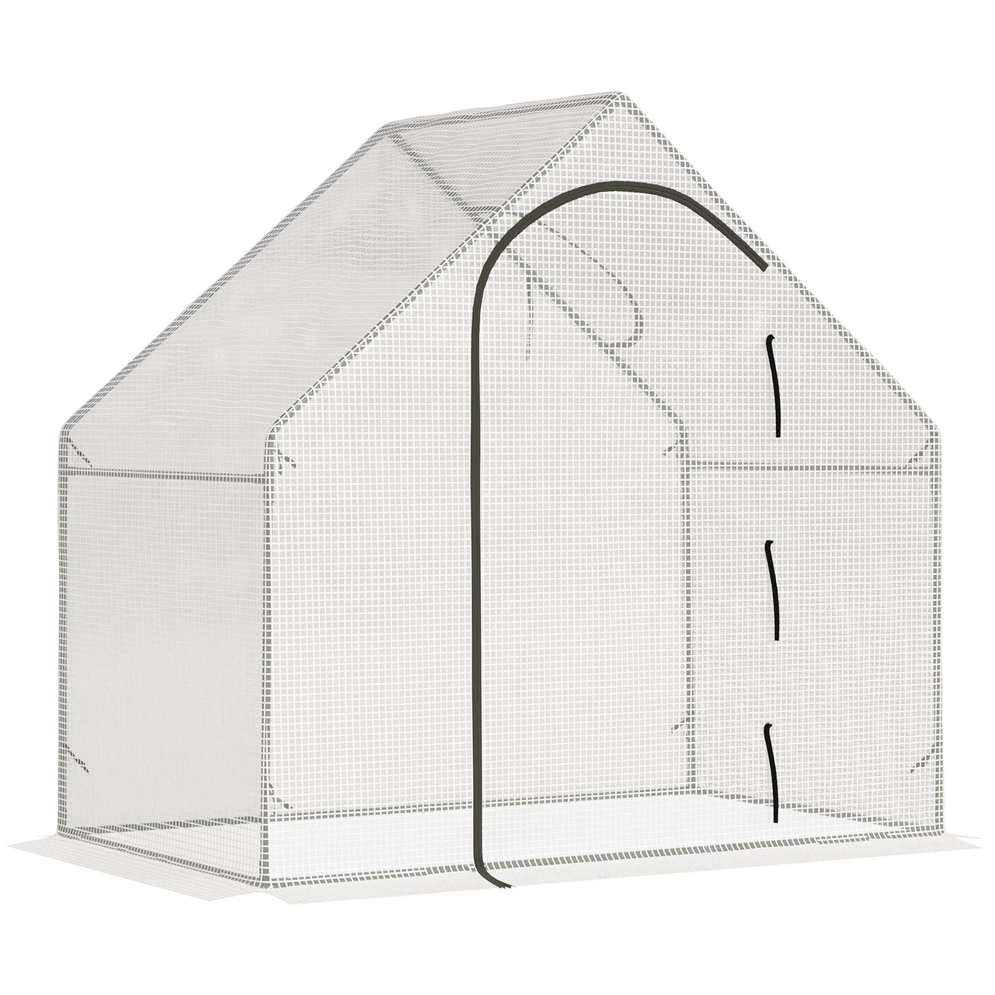 Walk-In Greenhouse Portable Garden Grow House with Window Roll-Up Door, Steel Frame, White