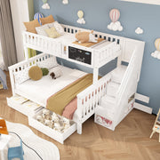 Children's Bunk Bed with Chalkboard and Drawers, 90x200 & 140x200cm, White