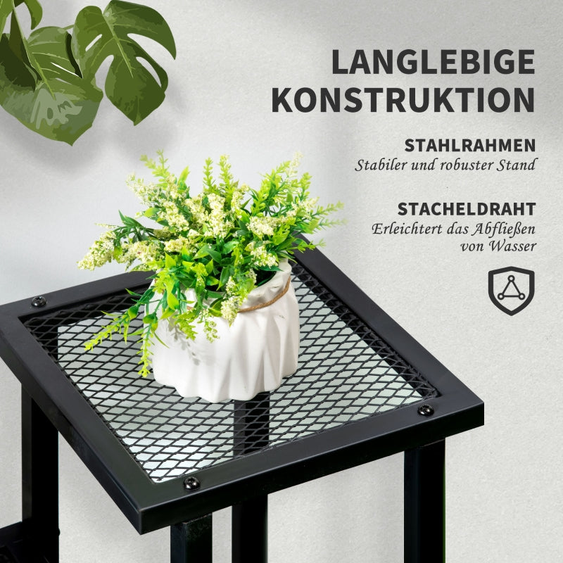 Plant Shelf with 4 Tiers, Multi-Tier Flower Stand, Metal Black
