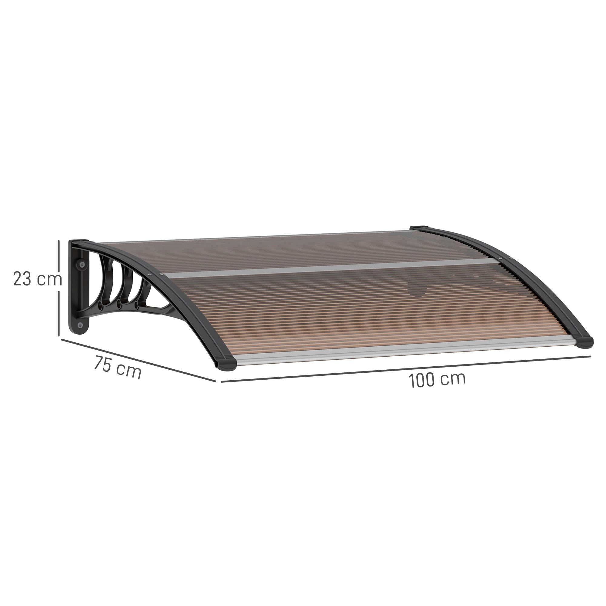 Front Door Canopy Lean-to Polycarbonate Weatherproof 75x100cm, Brown