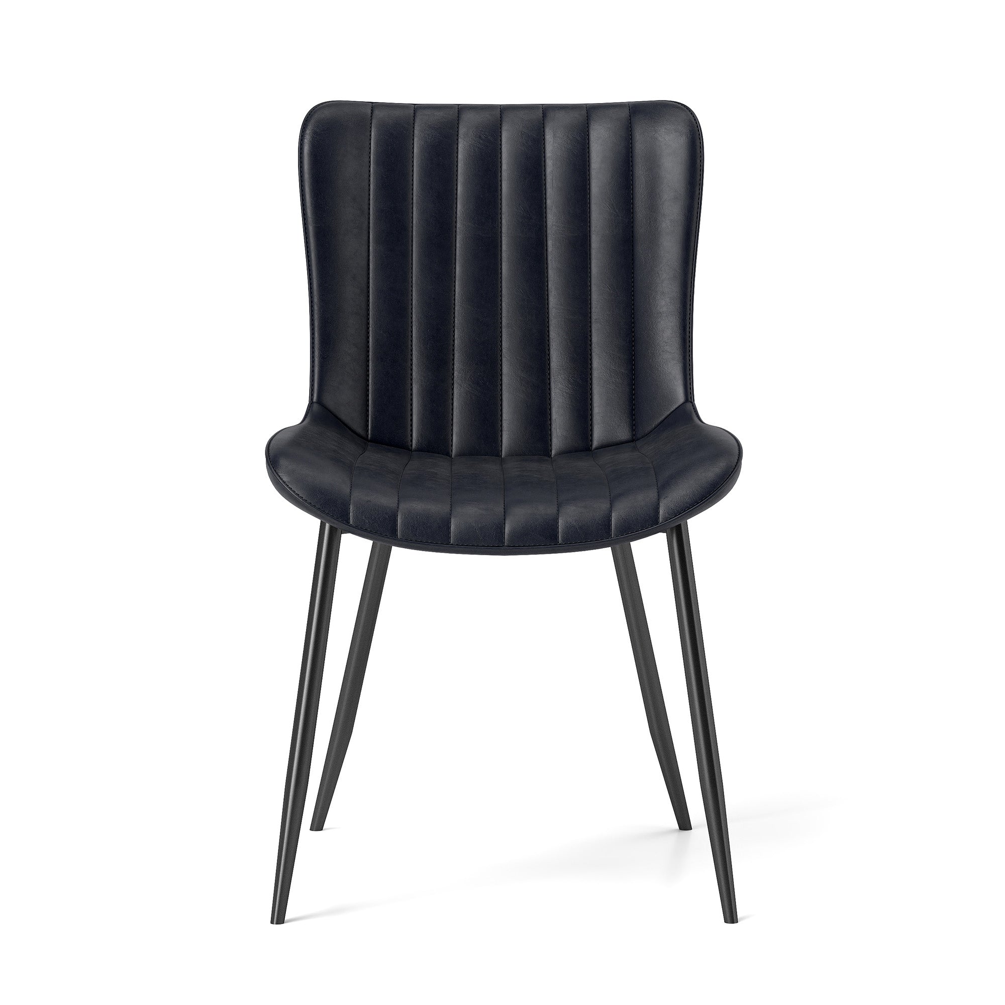 Dining Chairs Set of 4 Armchairs Modern Faux Leather - Black PU