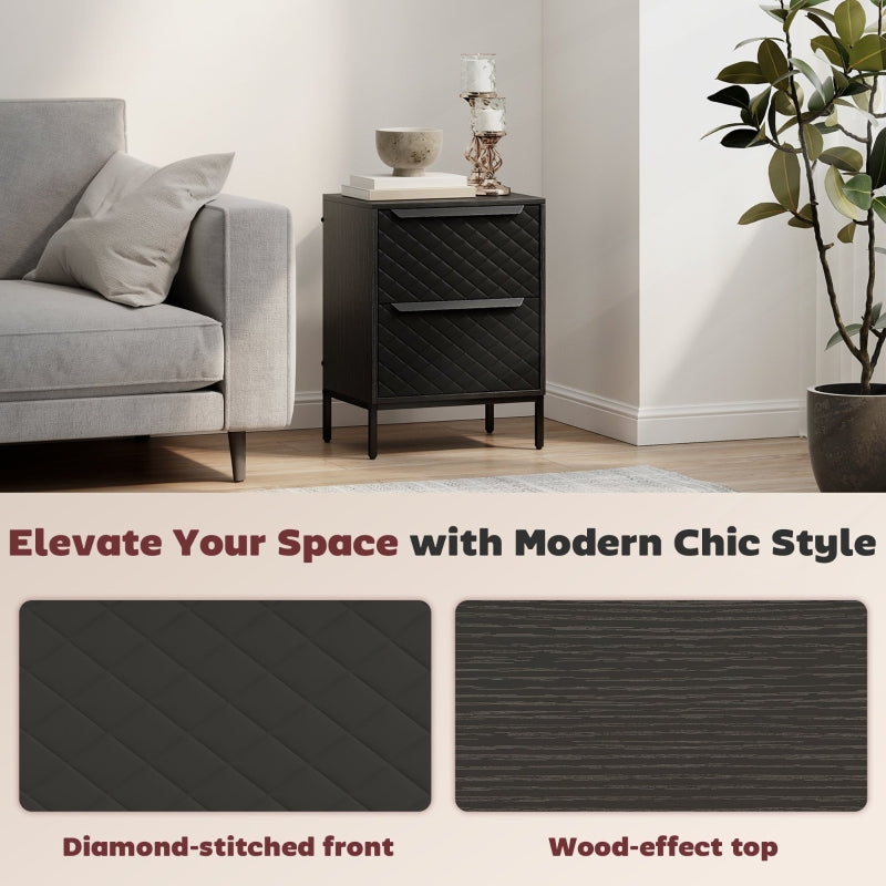 Chest of Drawers Dresser 2 Fabric Drawers Aluminium Handles Black