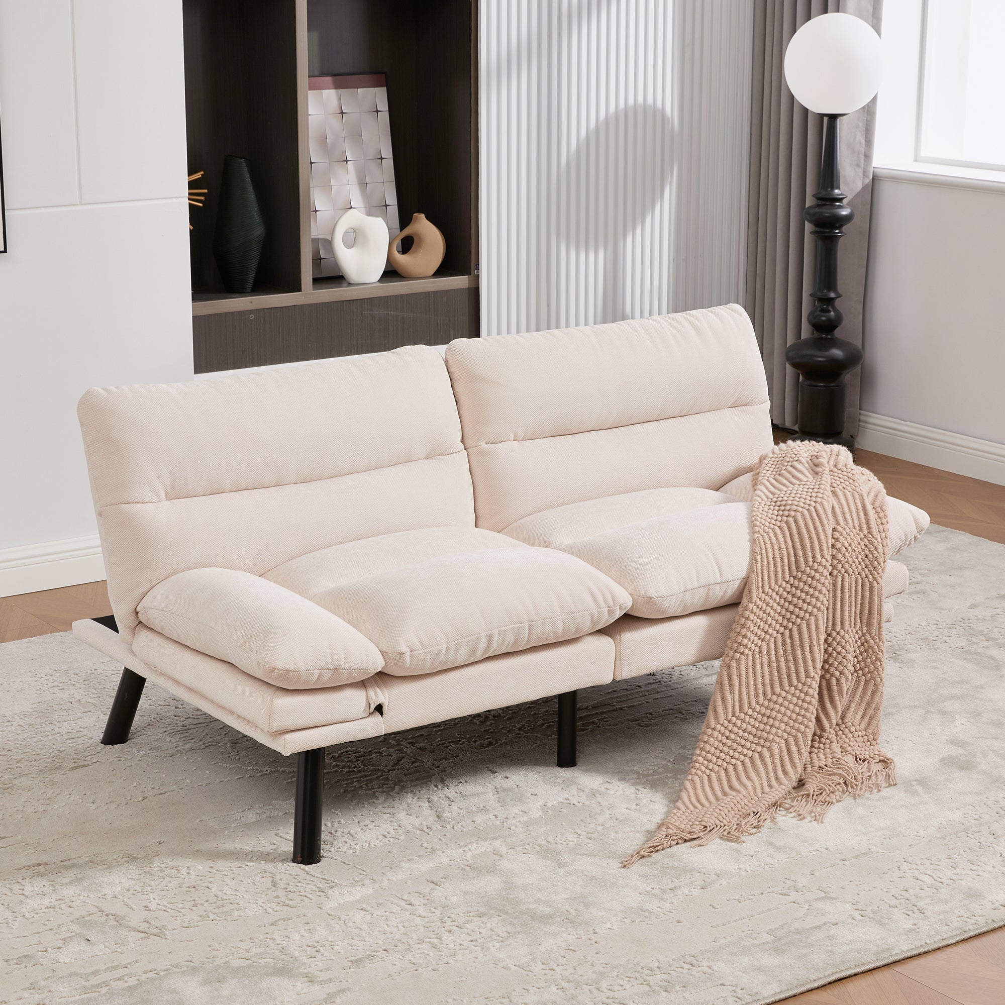 Modern Two-Seater Ergonomic, Adjustable Back & Arms, Chenille