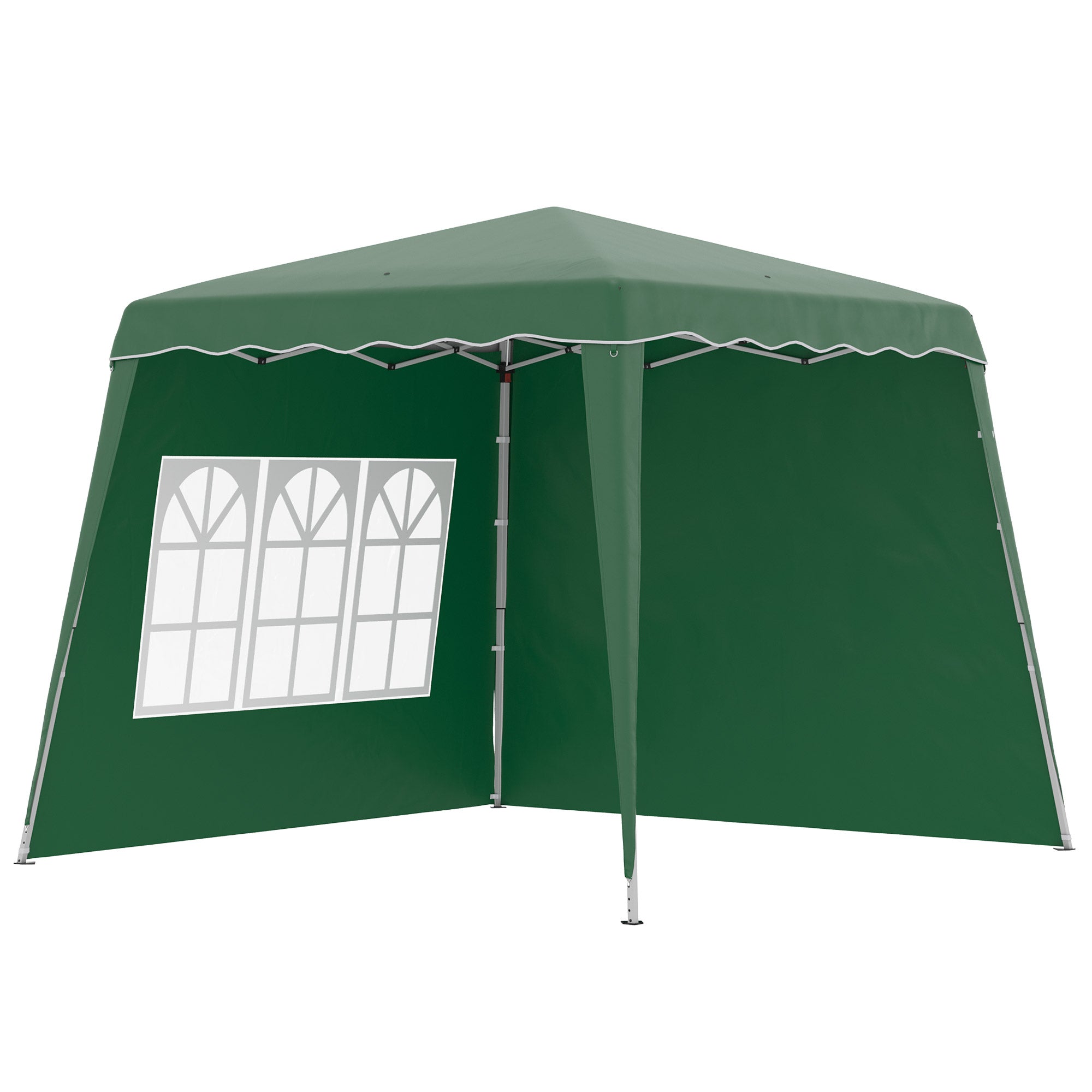 Pop Up Gazebo 2.4x2.4m Two Wall Green