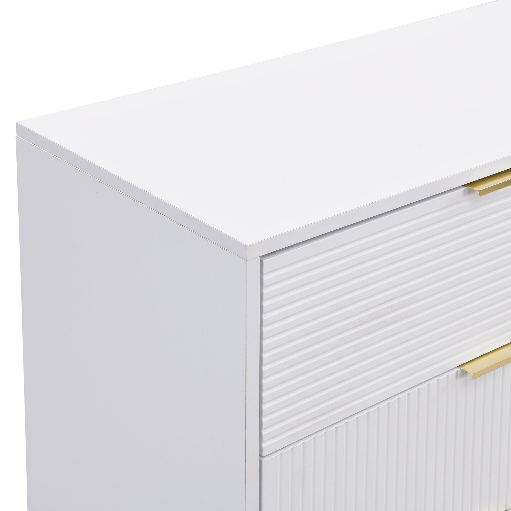 Sideboard, Living Room Cabinet with Doors & Drawers, Interior Shelves, Golden Handles & Legs