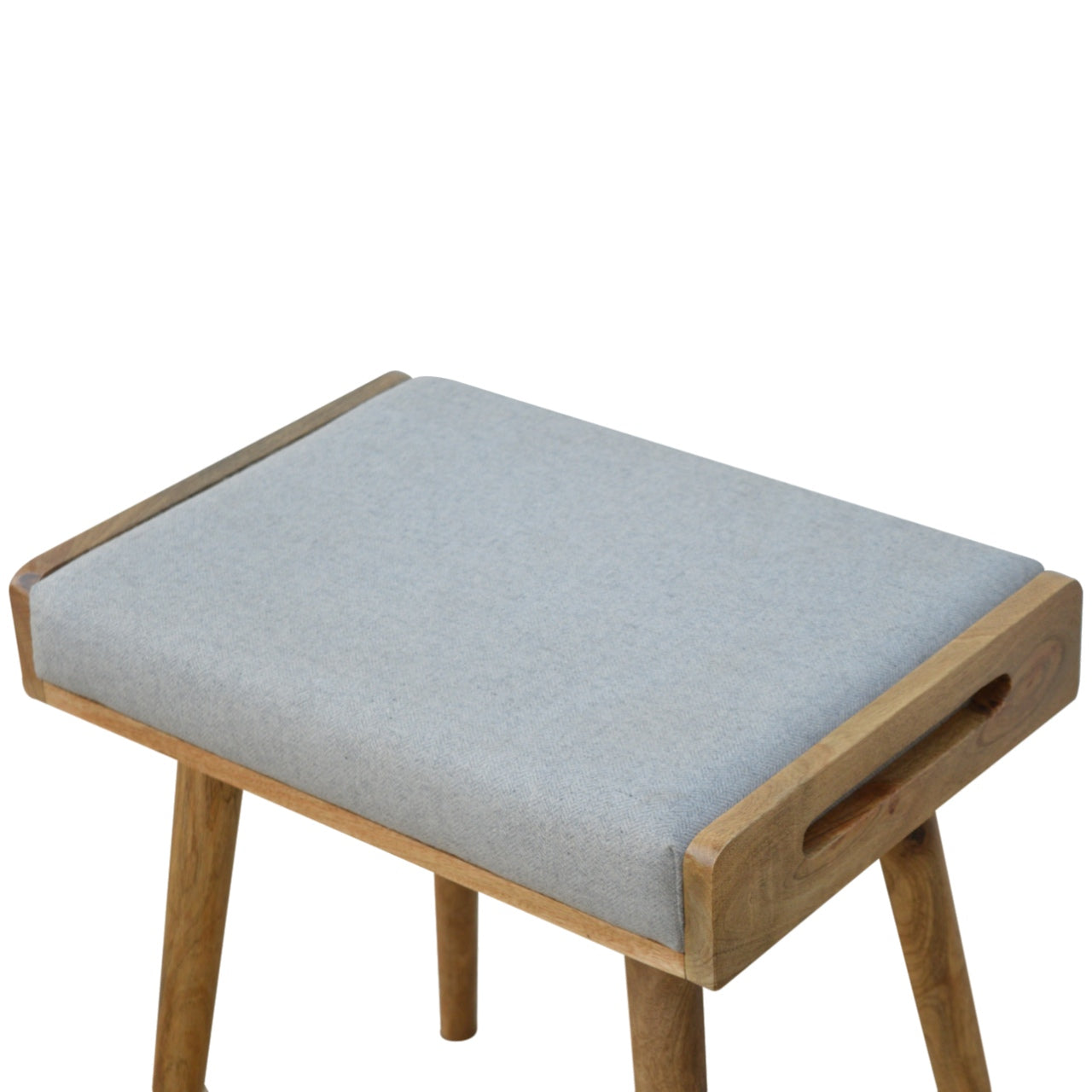 Solid Wood Footstool Upholstered Nordic Legs Grey/Brown