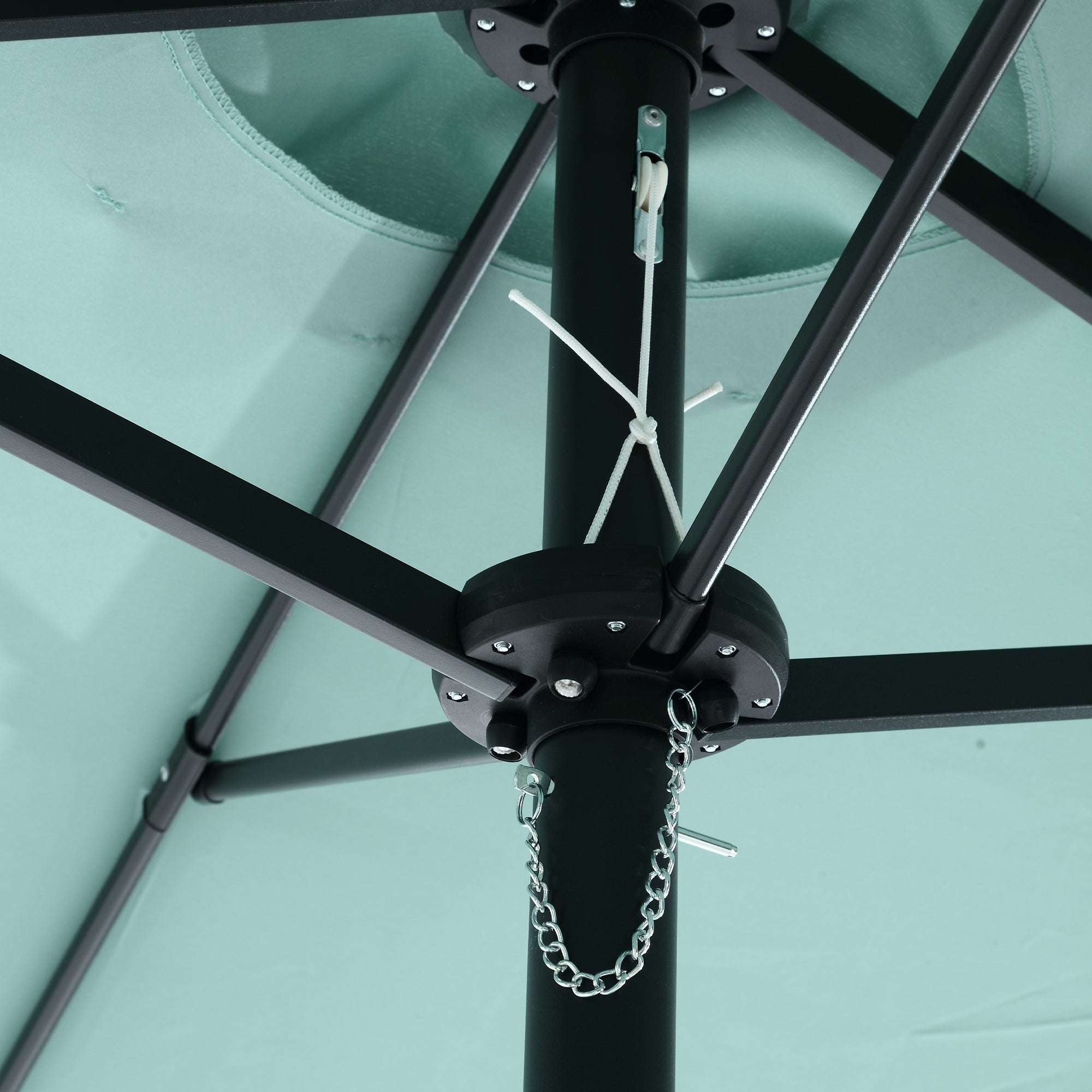 Outdoor Umbrella Double Sided Rectangular Large 14.8 Ft with Crank, Light Green