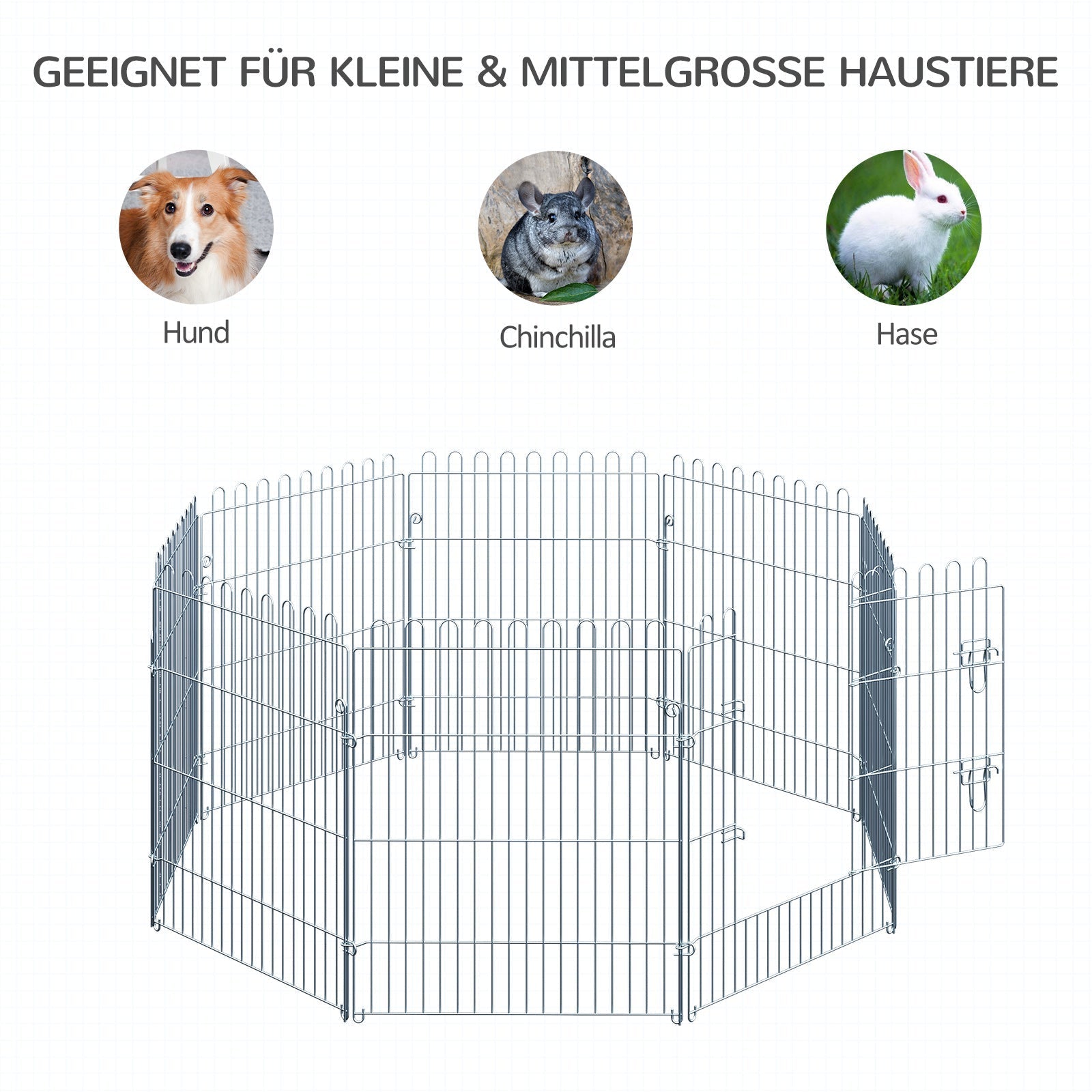 Puppy Run Playpen 8-Piece 63x76cm Safe Stable Metal