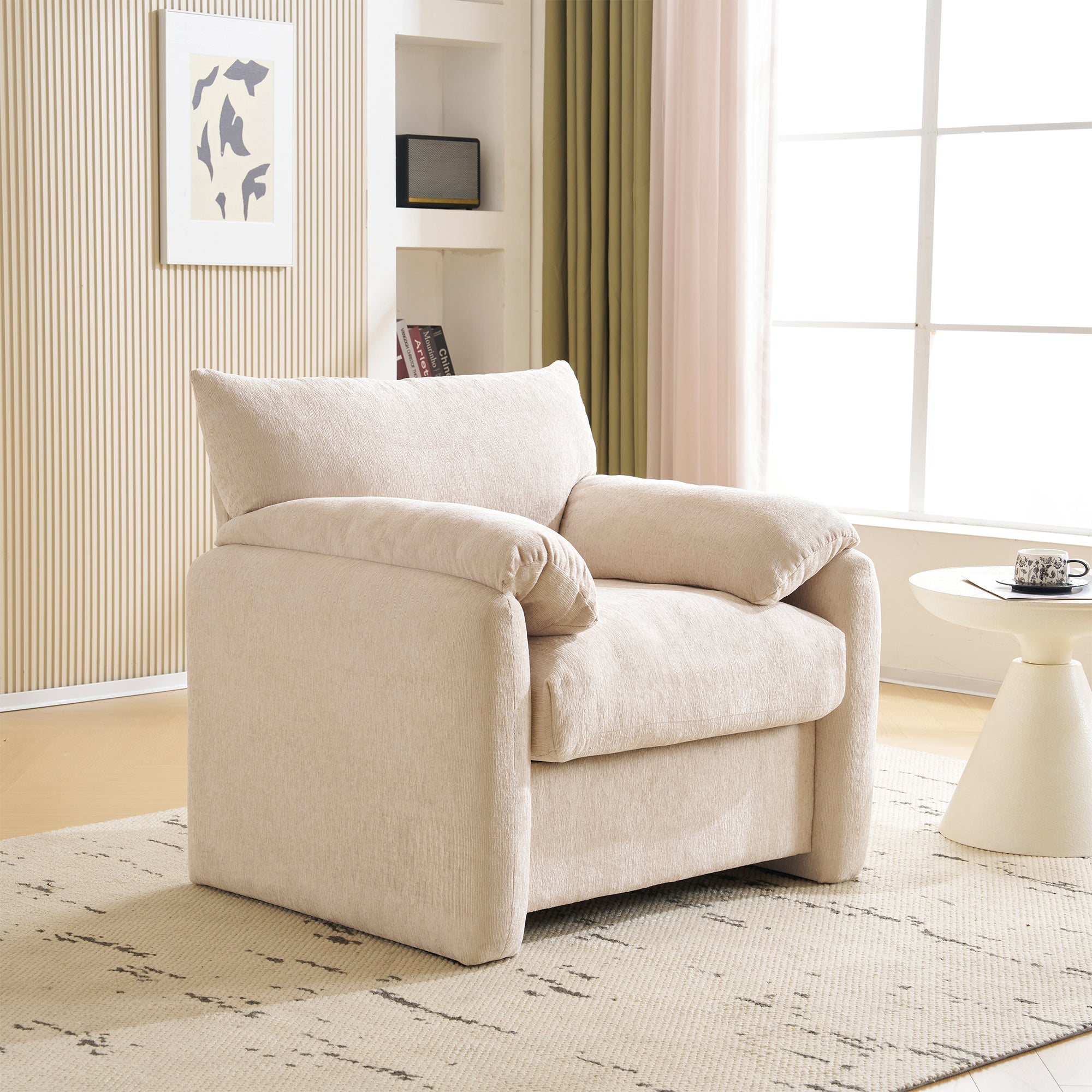 Modern design oversized armchair, decorative single sofa leisure chair, chenille fabric - Clearance