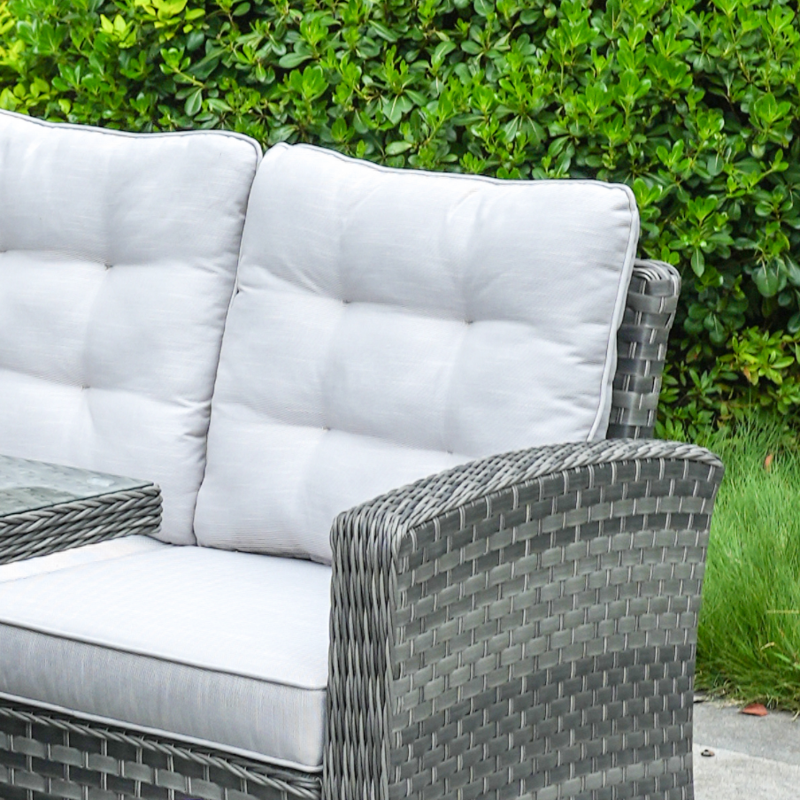 Ravenna - Corner Sofa Set with Rectangular Table (Grey)