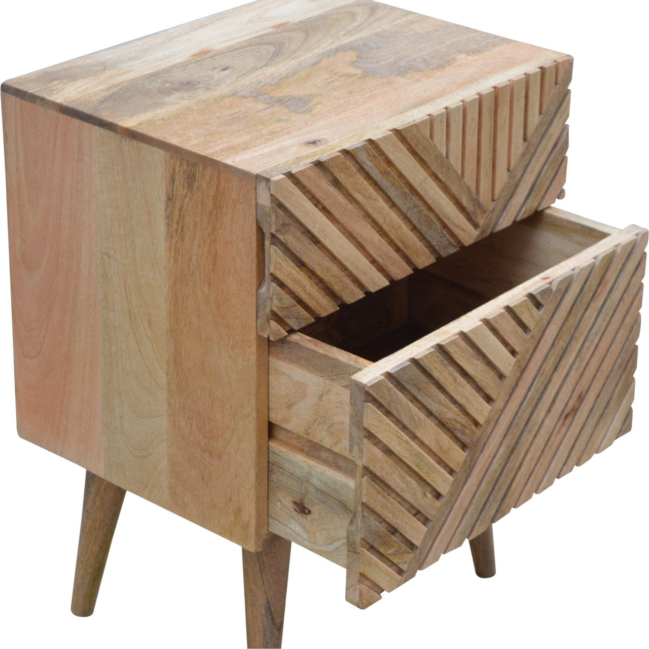 Lille 2 Drawer Bedside, Solid Wood Brown