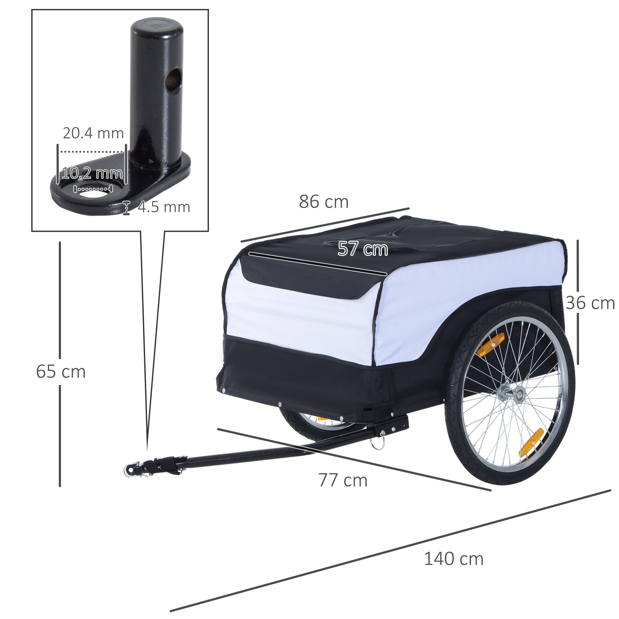 Handcart foldable, 40 kg load capacity, for garden and transport, white and black steel and oxford