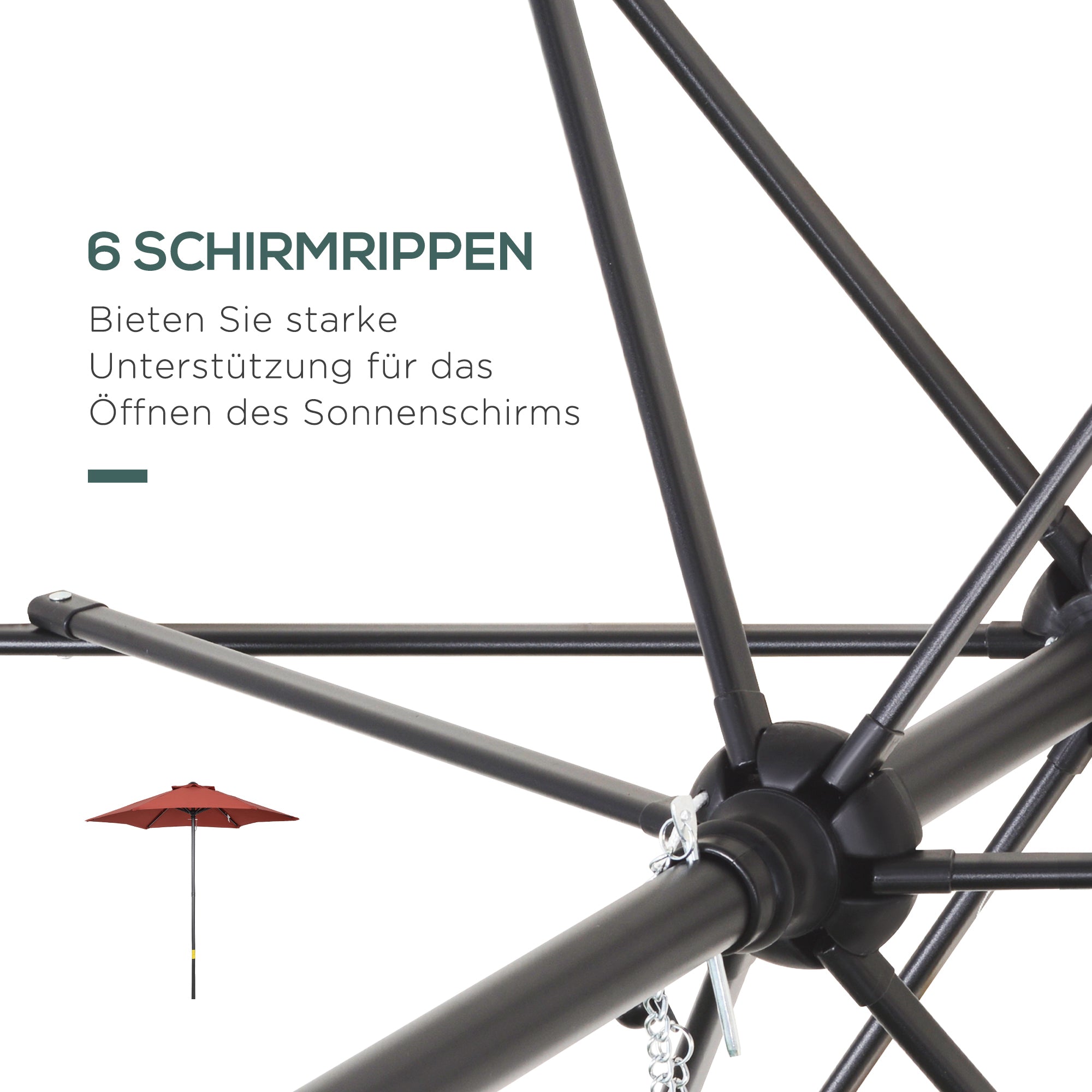 Parasol Ø196 cm Rotating Tilt Windproof Hexagonal Wine Red
