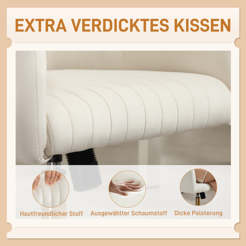 Desk Chair Rolling Height-Adjustable Tilt Function - Velvet Cream White