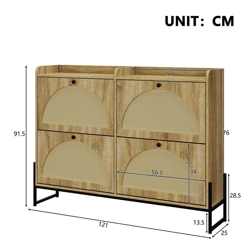 Shoe cabinet 4 flaps adjustable narrow for hallway