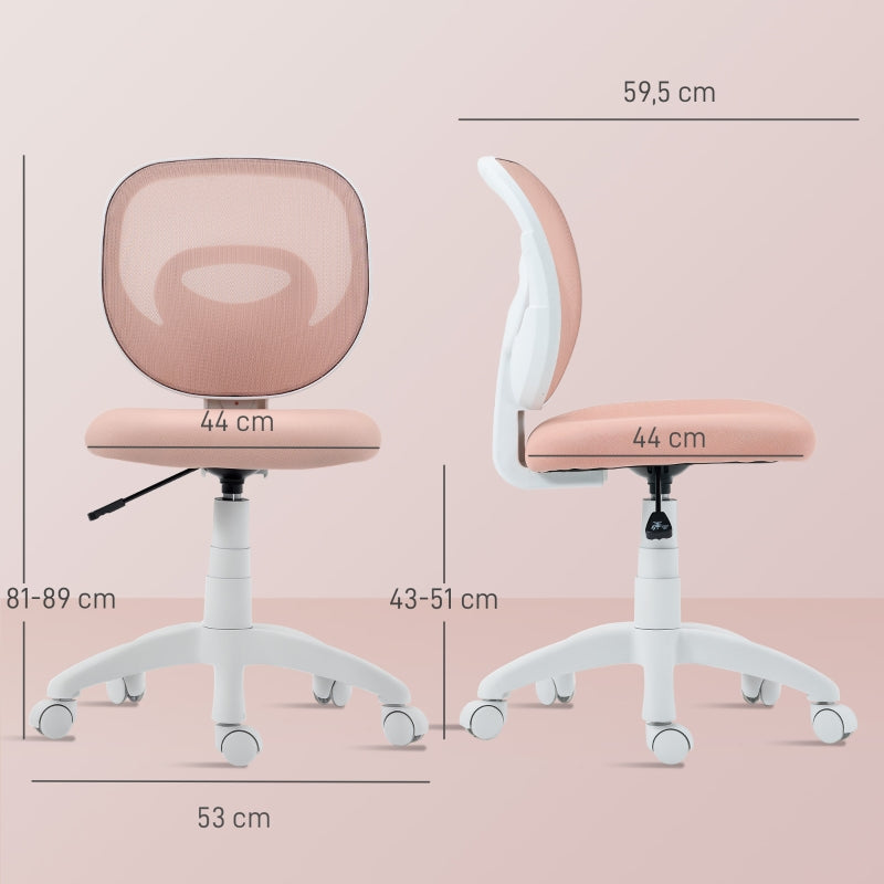 Office Chair Ergonomic C-Shaped Back Support Height Adjustable - Pink
