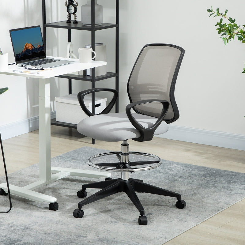 Draughtsman Office Chair with Footrest, Light Grey