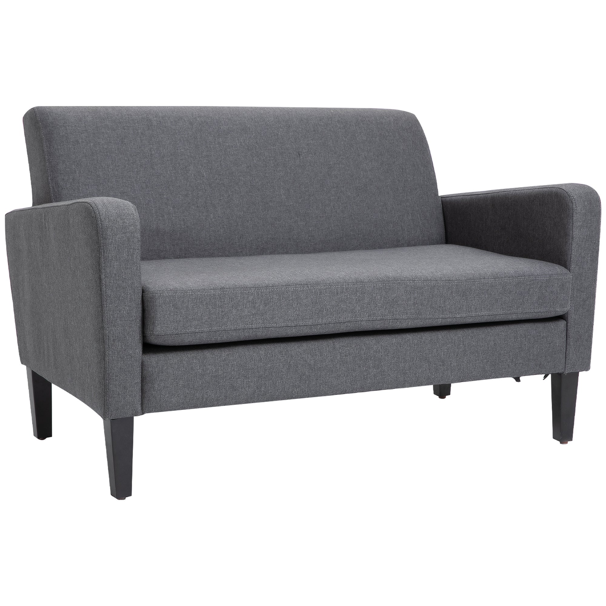 Linen 2-Seat Loveseat with Wood Legs - Grey