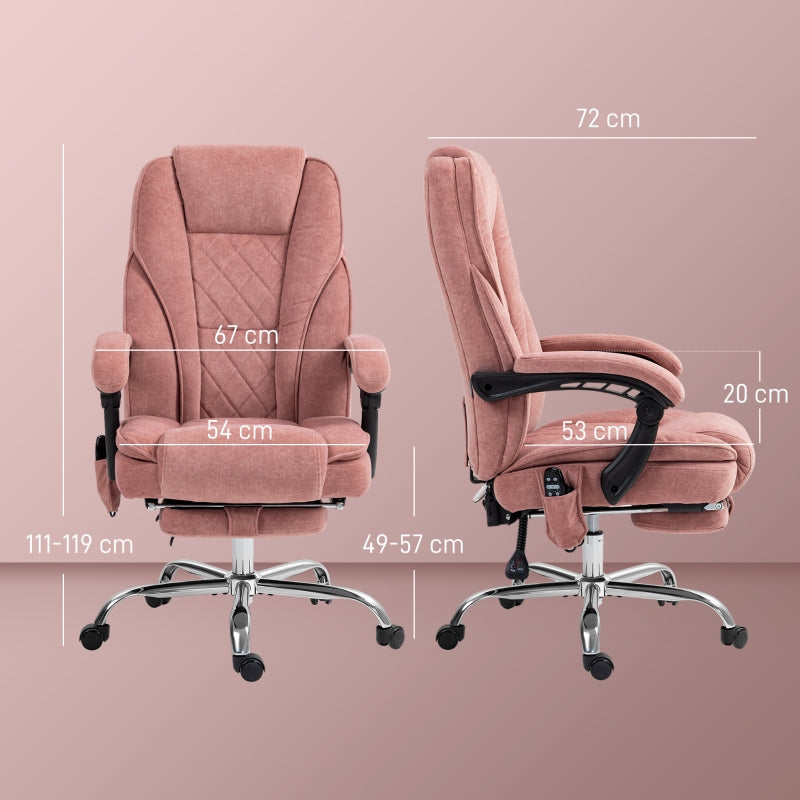Vinsetto Office Chair, Massage Ergonomic Reclining with Footrest, Pink
