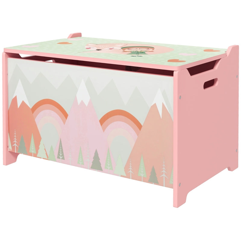 Toy Box Storage Chest Safety Hinge Animal Design - Pink