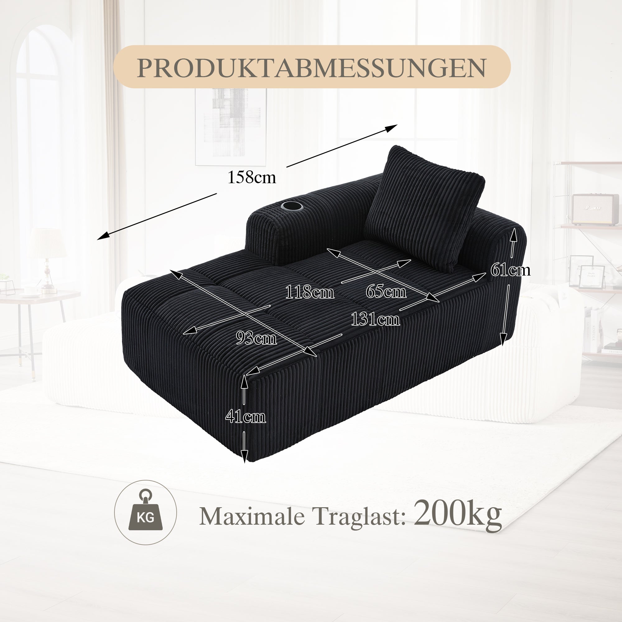 Cozy Recliner Sofa, No Assembly, Side Pocket, Drink Holder - Corduroy