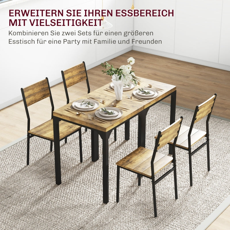 3-Piece Dining Set 1 Table 2 Chairs - MDF/Metal Brown