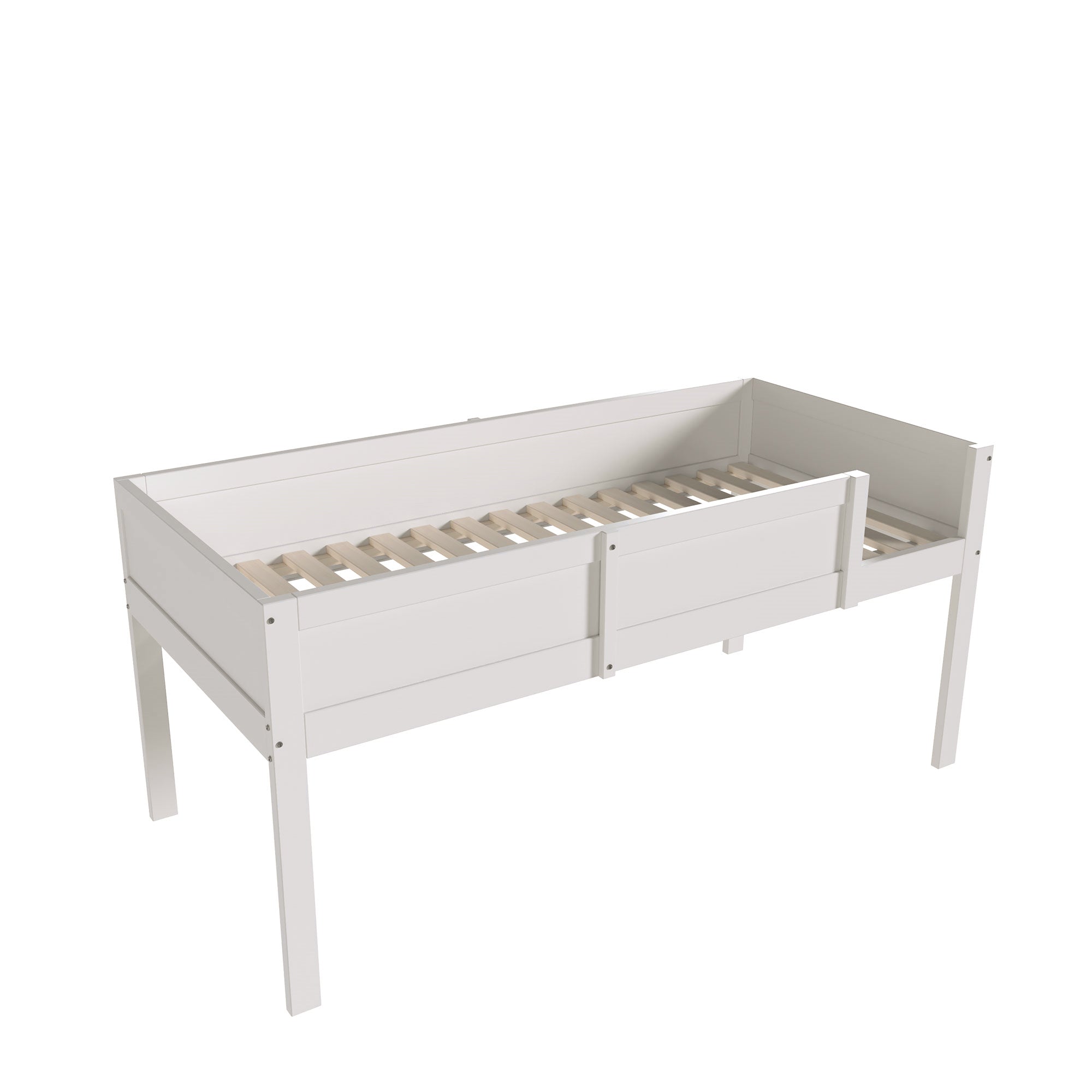 Triple Bed, Loft High Fence Design, Children's, Solid Wood, White