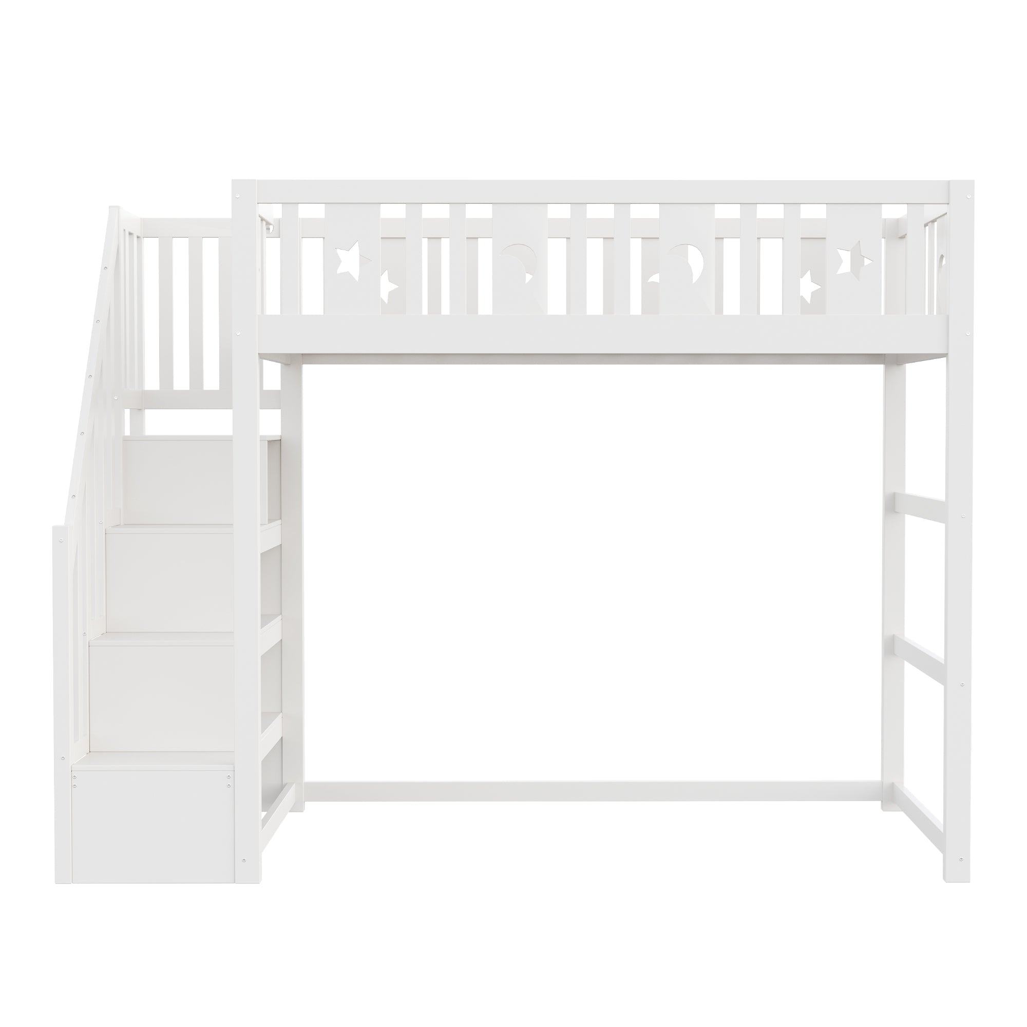 Bunk Bed, 90x200 with Stairs, Loft, Solid Wood, White